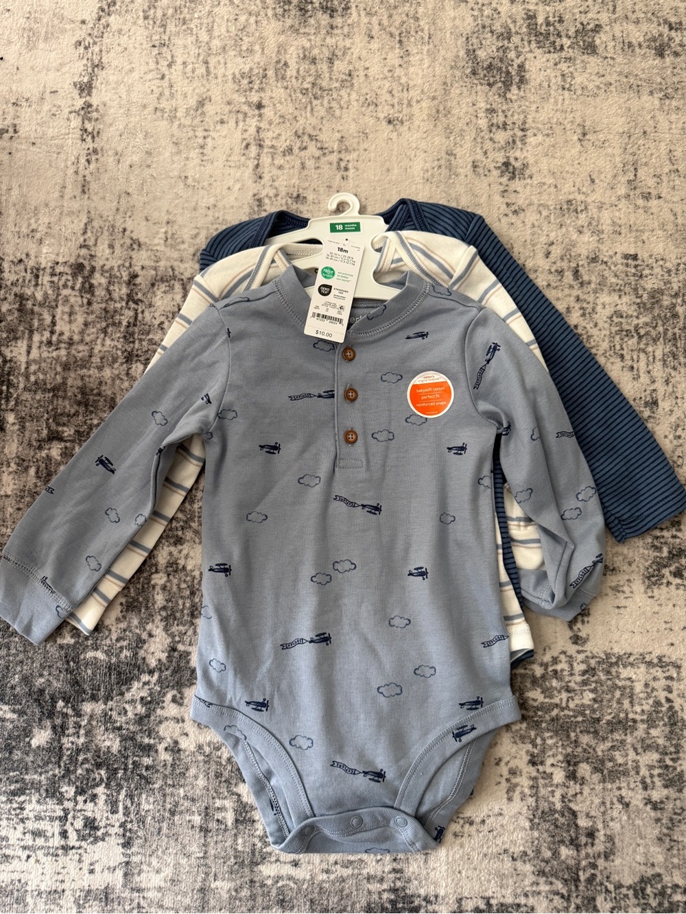 NWT Carter’s 100% cotton 3pc Baby Boy Bodysuit Set - 18M